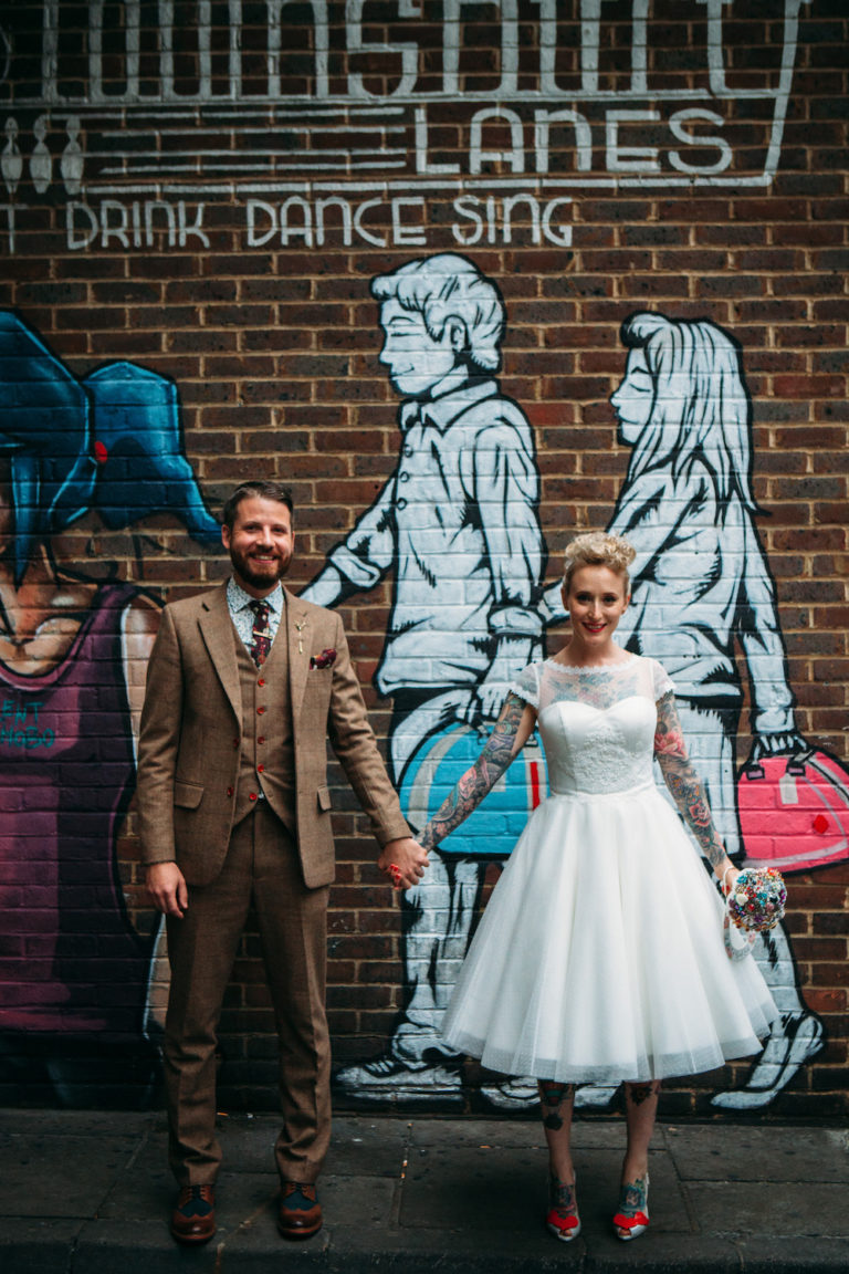 Alternative London Wedding in a Bowling Alley