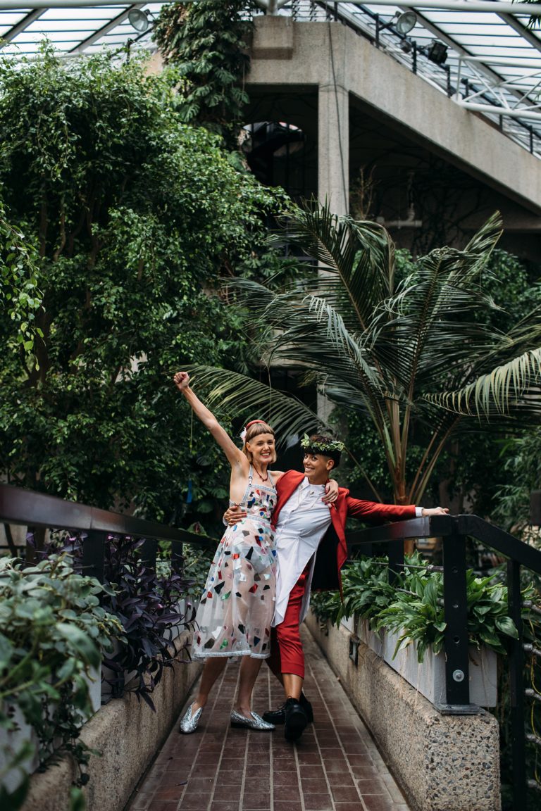 Tropical Barbican Conservatory Wedding with Incredibly Cool Bride Style in London